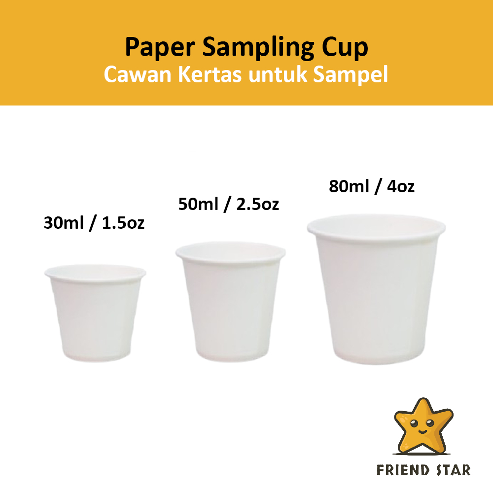 Cawan Kertas Sampel / Paper Sample Cup/ 2.5oz Paper Cup Plain White(50 ...