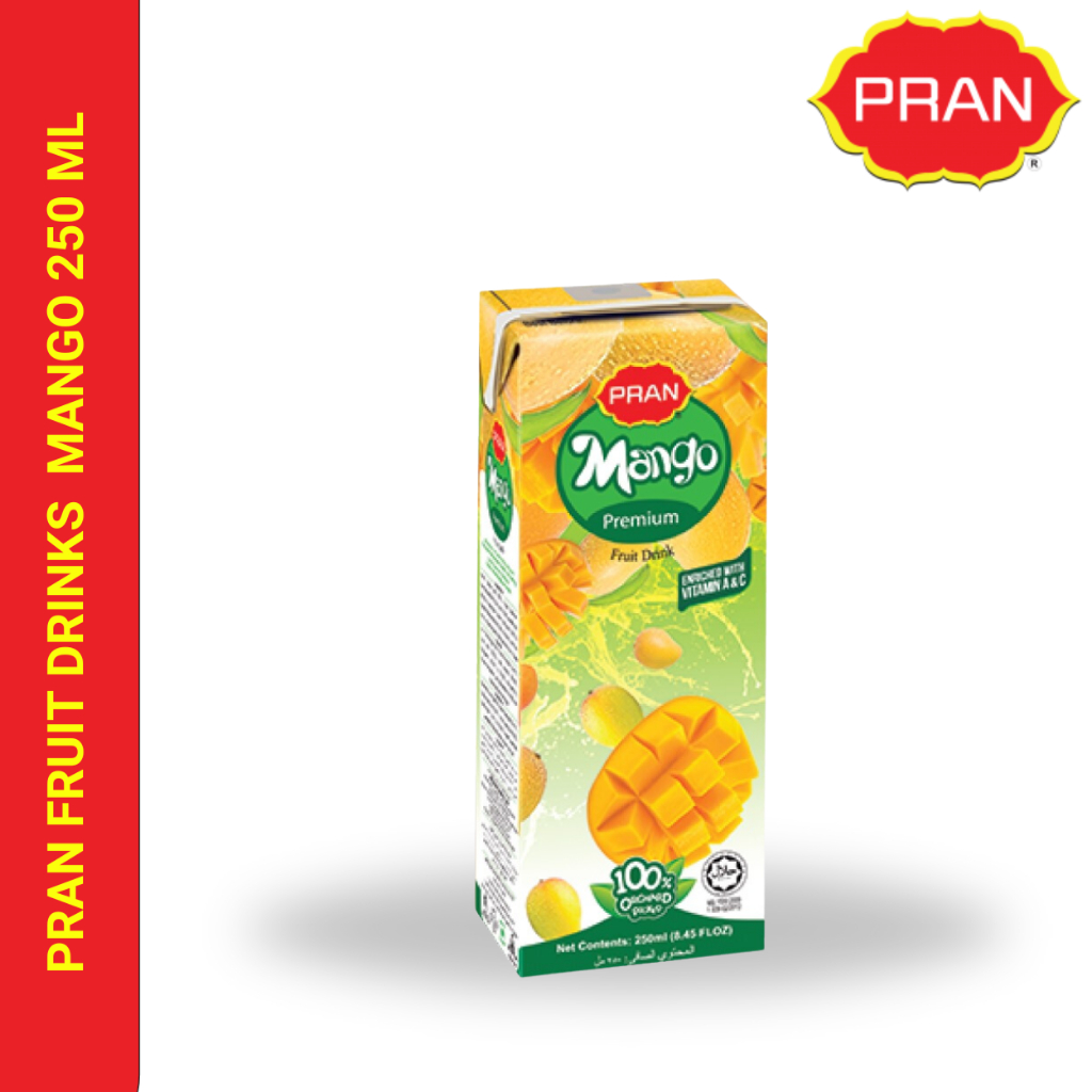 PRAN TETRA PACK JUICE 24PCS 250 ML MANGO/APPLE/ORANGE/F.COCKTAIL/LYCHEE ...