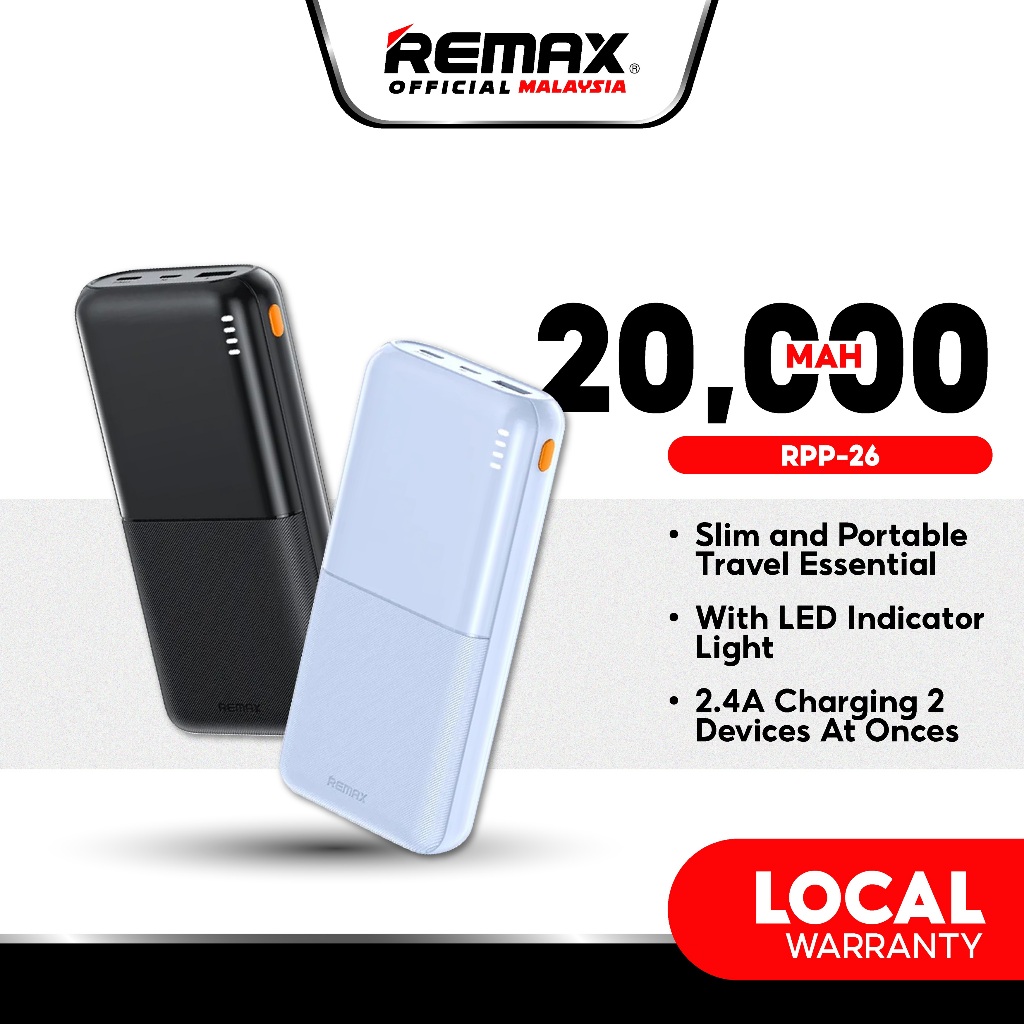 REMAX RPP-26 LANGO II SERIES 2.4A 20000MAH POWER BANK | Shopee Malaysia