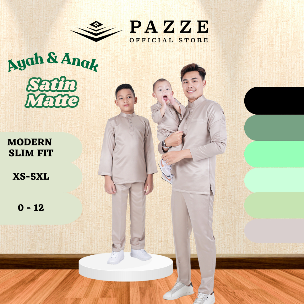Pazze Modern Slim Fit Sedondon Series Baju Melayu - Black/Dusty Green ...