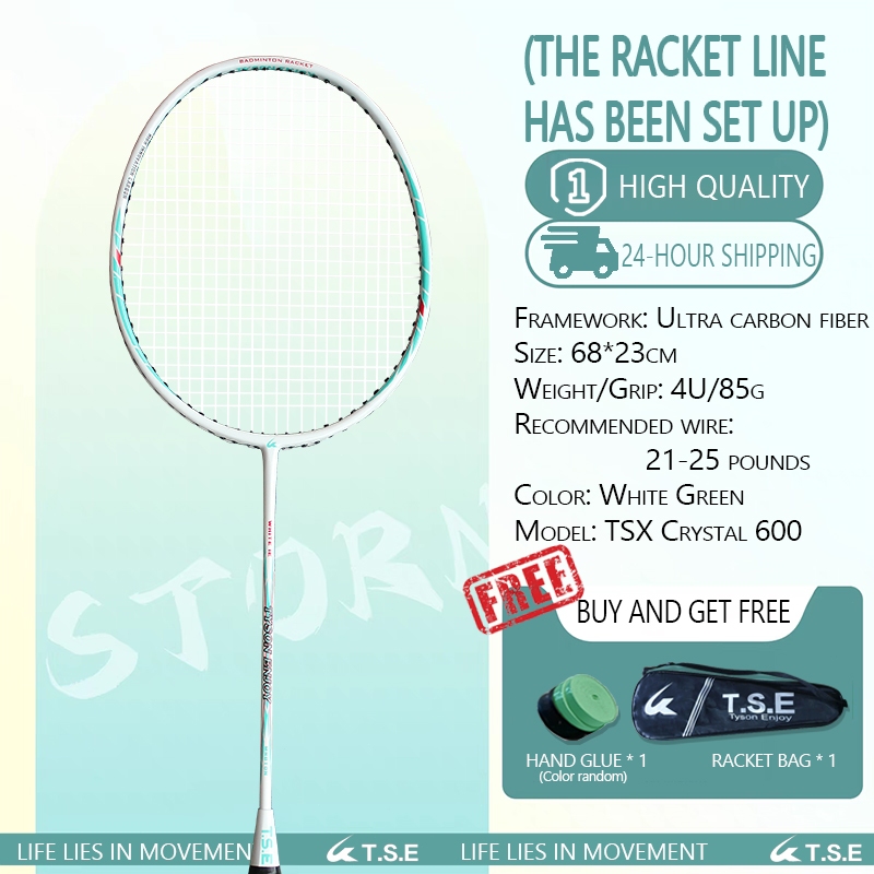 TSE Crystal 600 Badminton Racket with free string Made China Free Bag ...