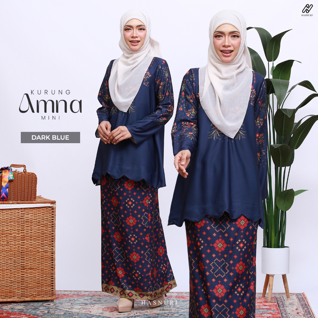 HASNURI Kurung Amna Mini | Baju Kurung Mini Moden Muslimah Dobby Line Printed