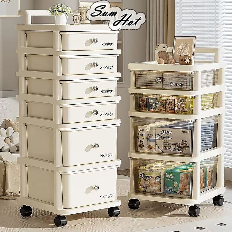 Multifunction Storage Rack With Wheels Large Capacity Trolley Storage ...