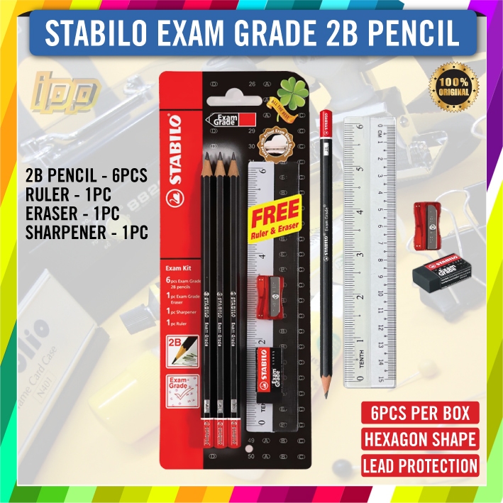 Stabilo Exam Grade 2B Pencil Blister Set 6pcs Free Sharpener, Eraser ...