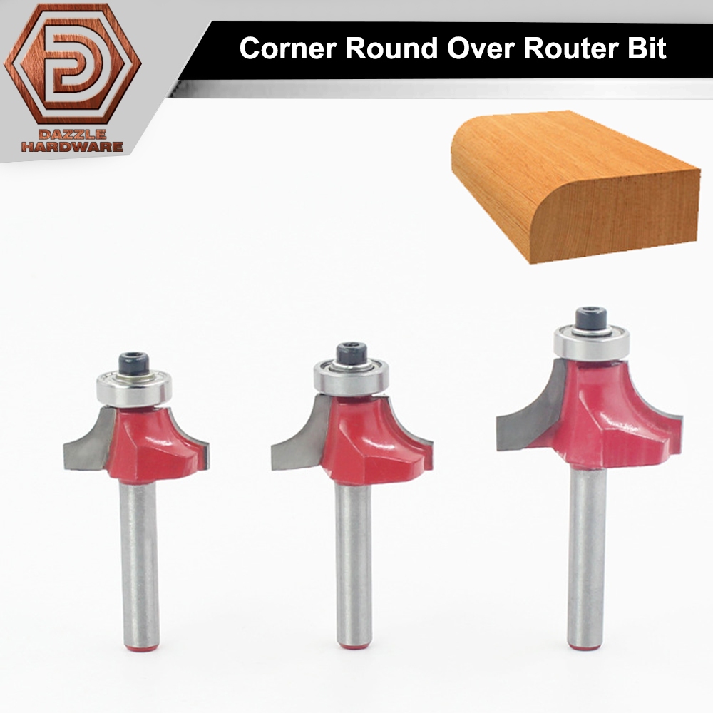 Corner round over router bit shank 6mm wood trimmer bit mata korek kayu ...