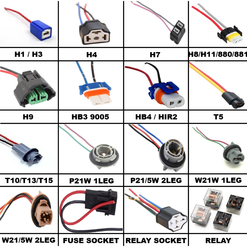 Car Headlight Connector Lamp Bulb Wiring Harness Plug Socket model H1H4 ...