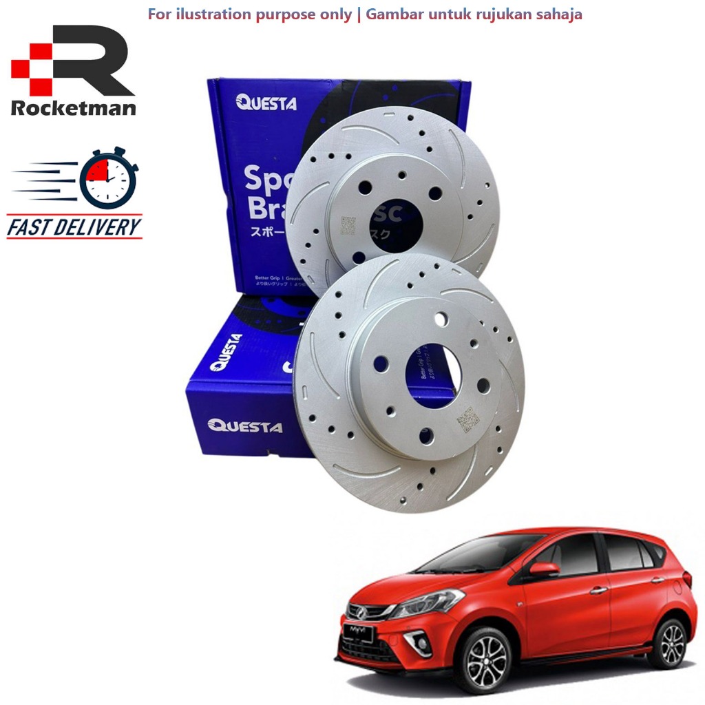 QUESTA SPORT FRONT DISC ROTOR (1PAIR) PERODUA MYVI GEN3 D20N 2018 ...