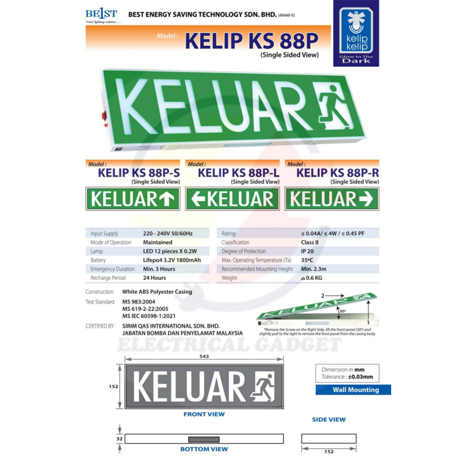 KELIP KELIP LED Flashing Out keluar Sign Sign BE1ST 101B & KS 88P ...