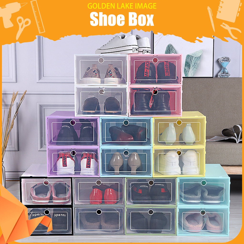 Stackable Storage Shoes Shoe Box Pp Plastic Box Penyimpan Kotak Kasut ...