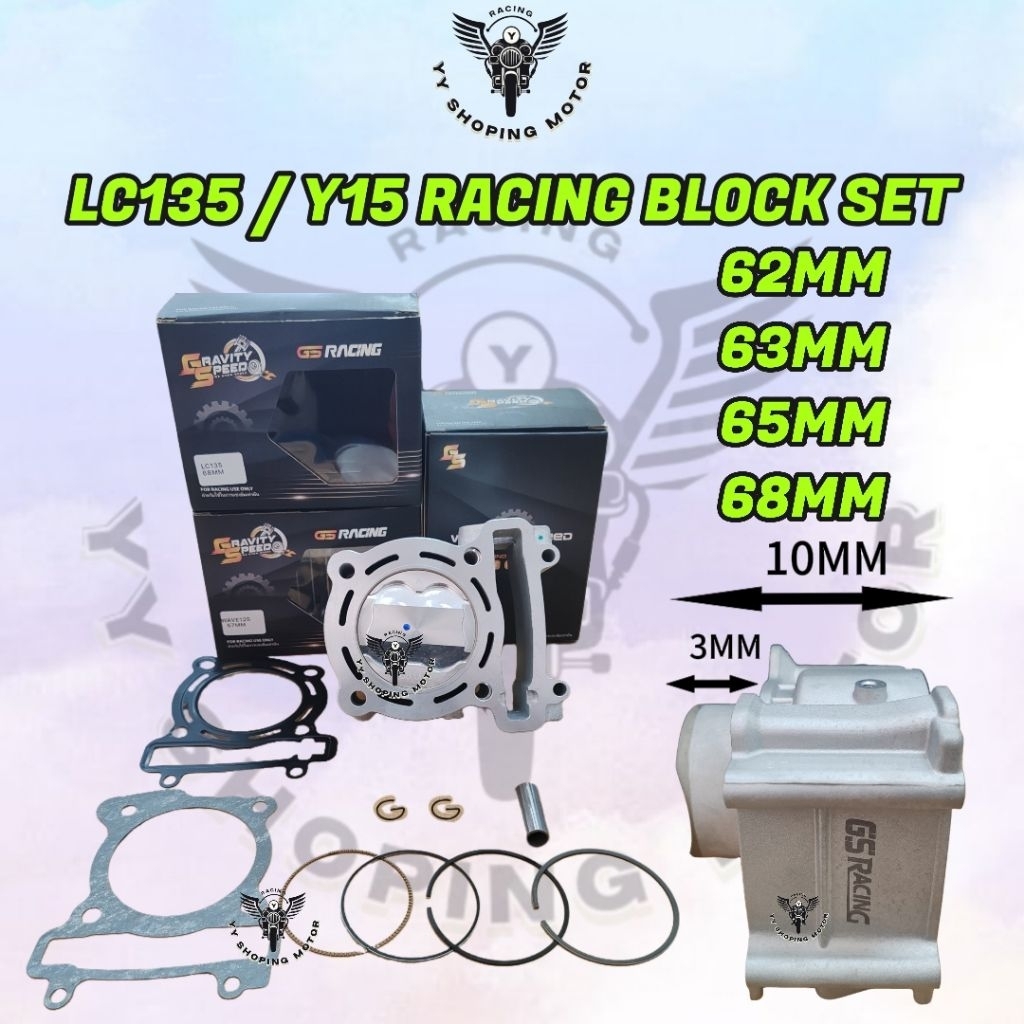 GS RACING LC135 Y15 RACING BLOCK CERAMIC CNC PISTON TULANG FJN SIAP ...