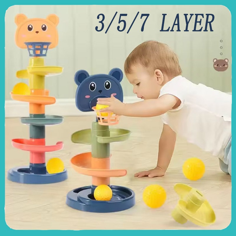 3/5/7 Layer Fun Rolling Slide Ball Stack Tower Gliding Ball Baby Kids ...