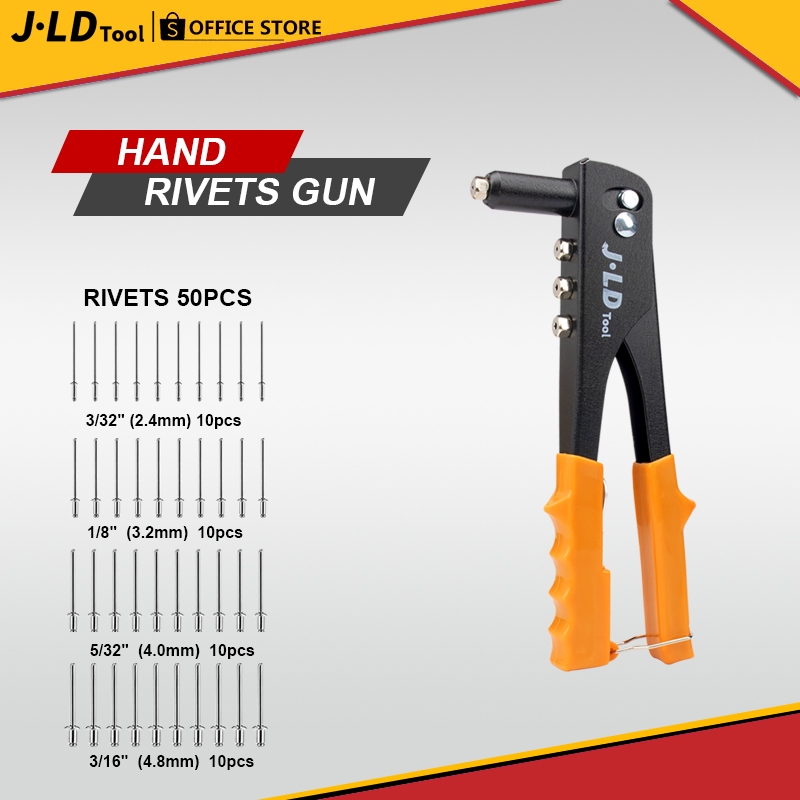 JLD Hand Riveter Gun Rivet Gun with Rivets Metal Plastic Leather Hand ...