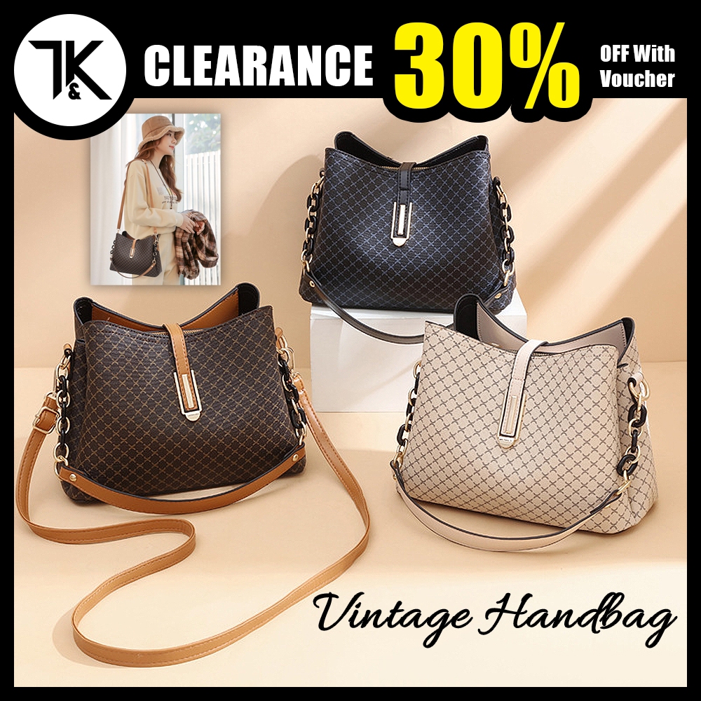 [LOCAL] Vintage Shoulder Bag PU Leather Fashion Handbag Women Sling Bag ...