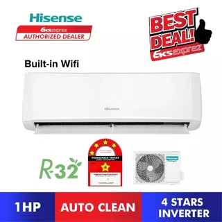 Hisense AI- Series R32 Inverter 4 Star⭐ Auto Clean Standard Aircond Built In Wifi (1HP/1.5HP/2HP)