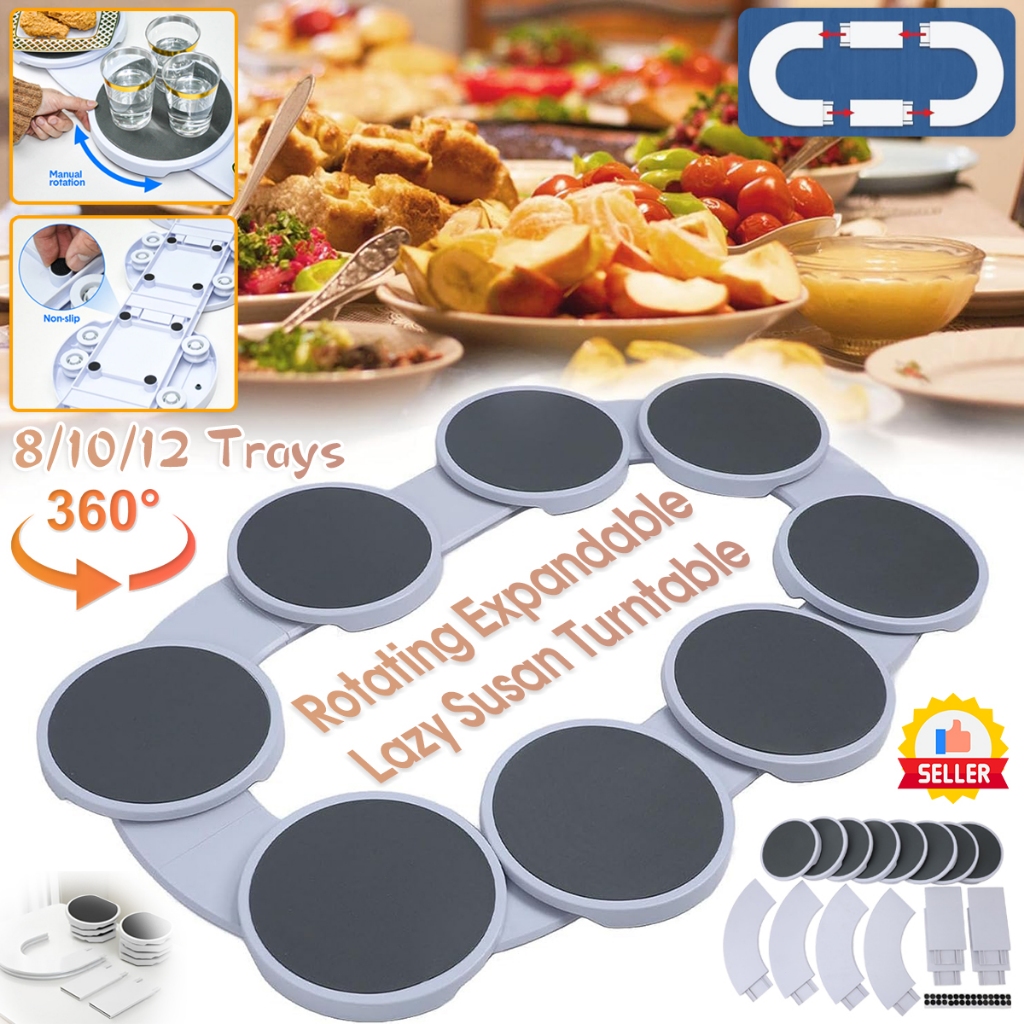 360° Rotating Dining Table Tray Rotating Turn Top Lazy Susan Turntable ...