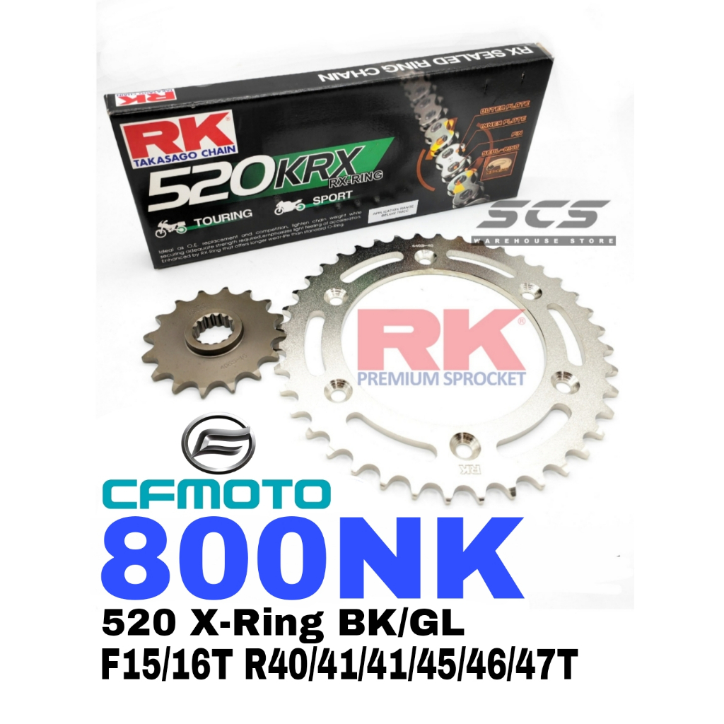 RK Sprocket Set CF MOTO 800NK 520 KRX X-Ring Black Chain 16T-41T NK800 ...