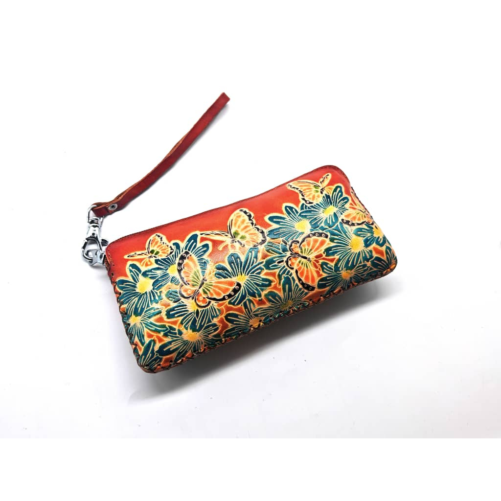 Unicalf Leather Clutch | Batik Flower | Handmade | Eco Friendly | Free ...