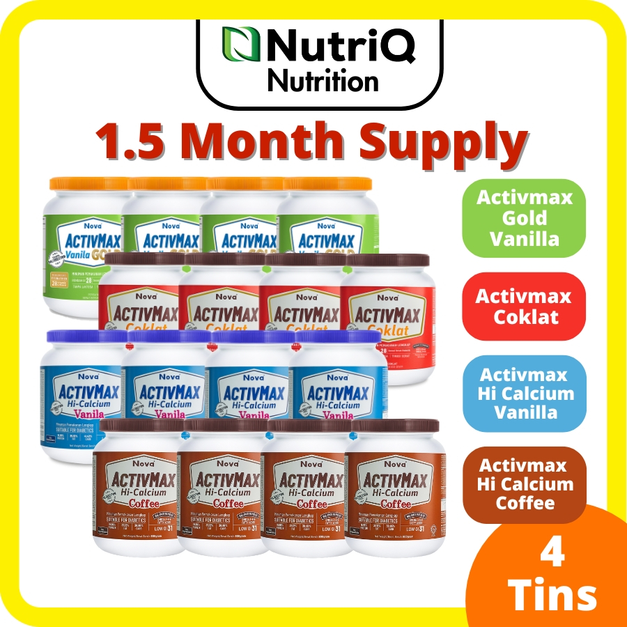 4 Tins Nova Activmax Gold High Calcium Vanilla Coffee Coklat Susu ...