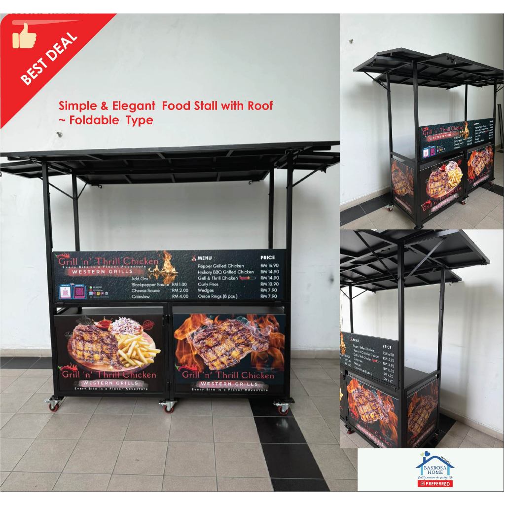 ️ Simple & Elegant Food Stall with Roof.~ Foldable Type ️ | Shopee Malaysia
