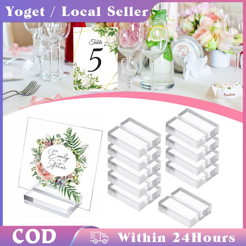 10pcs Acrylic Place Card Holders / Clear Table Number Name Card Sign ...