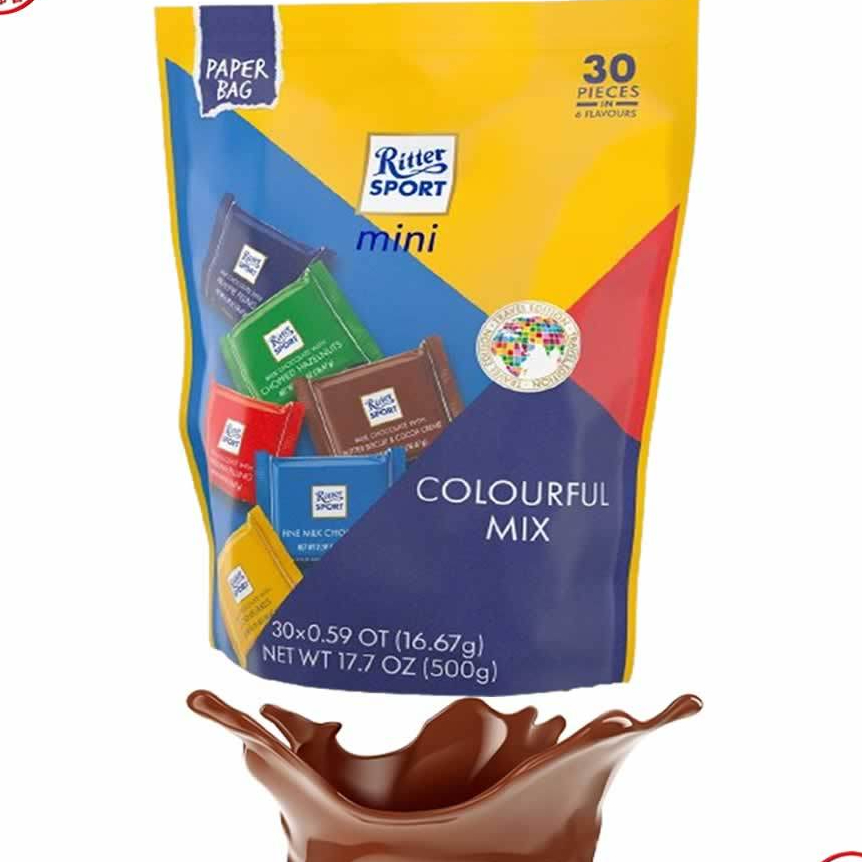 RITTER SPORT MINI COLORFUL MIX POUCH 500G | Shopee Malaysia