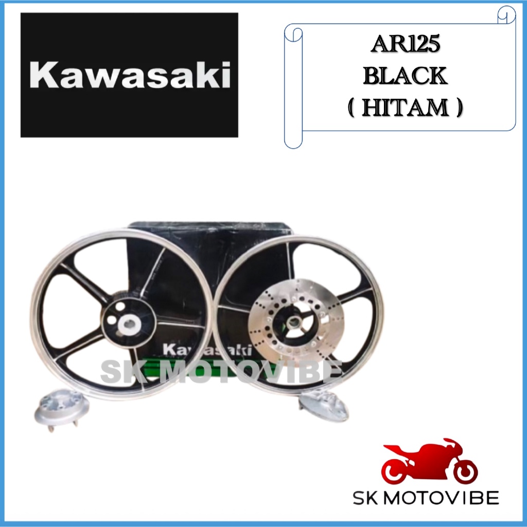 SPORT RIM AR125 KAWASAKI WARNA HIJAU / HITAM / EMAS / MERAH { WITH HUB ...