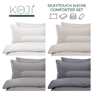 KOJI Silky Touch- Emboss Series- 43cm Deep Pocket- Microfibre Comforter Set 4 IN 1 (Single/Super Single/Queen/King)
