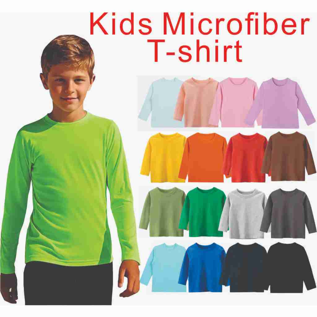 Microfiber Kids T-Shirt Plain Baby Boys Girl Children Long Sleeve Size ...