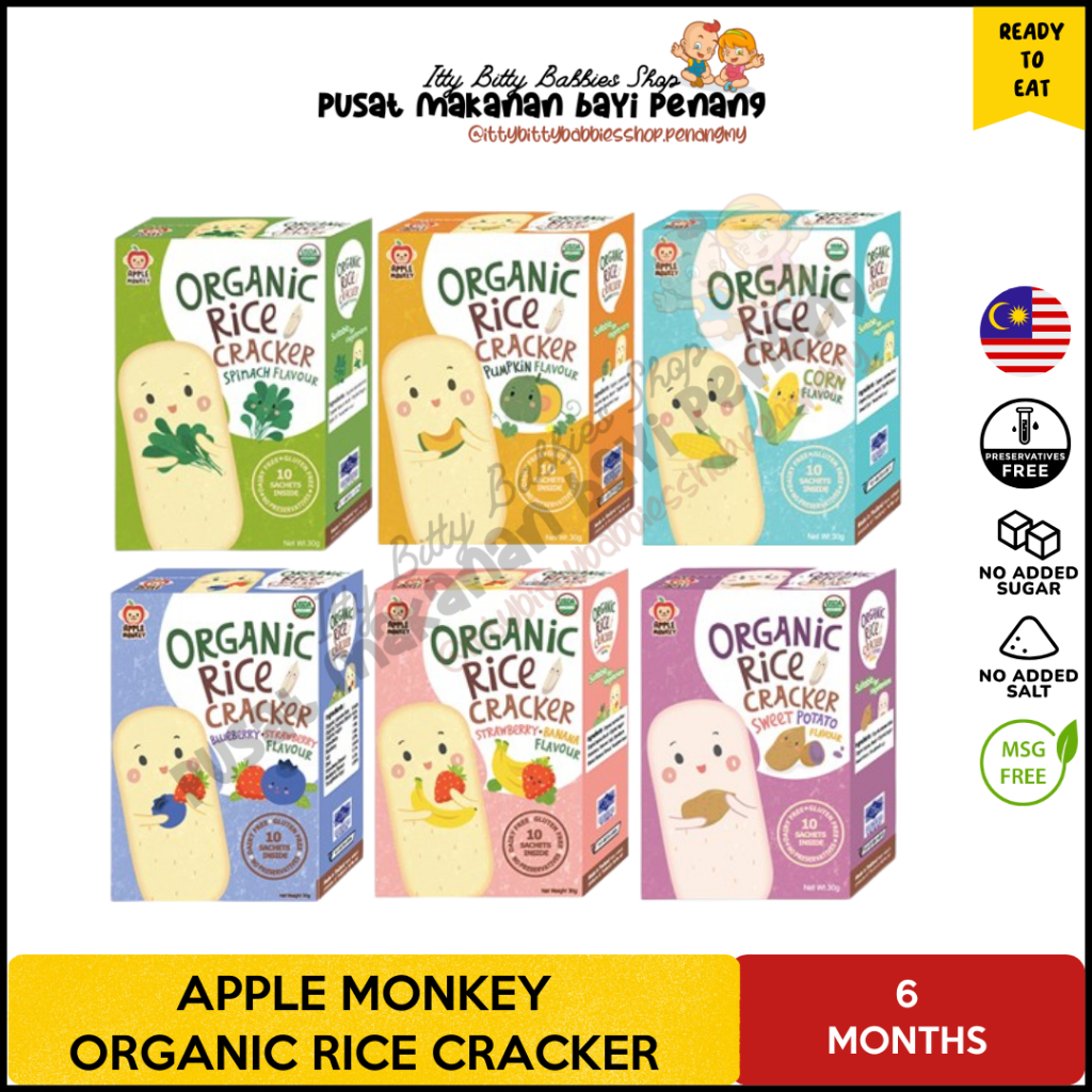 APPLE MONKEY - Organic Rice Cracker (6months+) | Shopee Malaysia