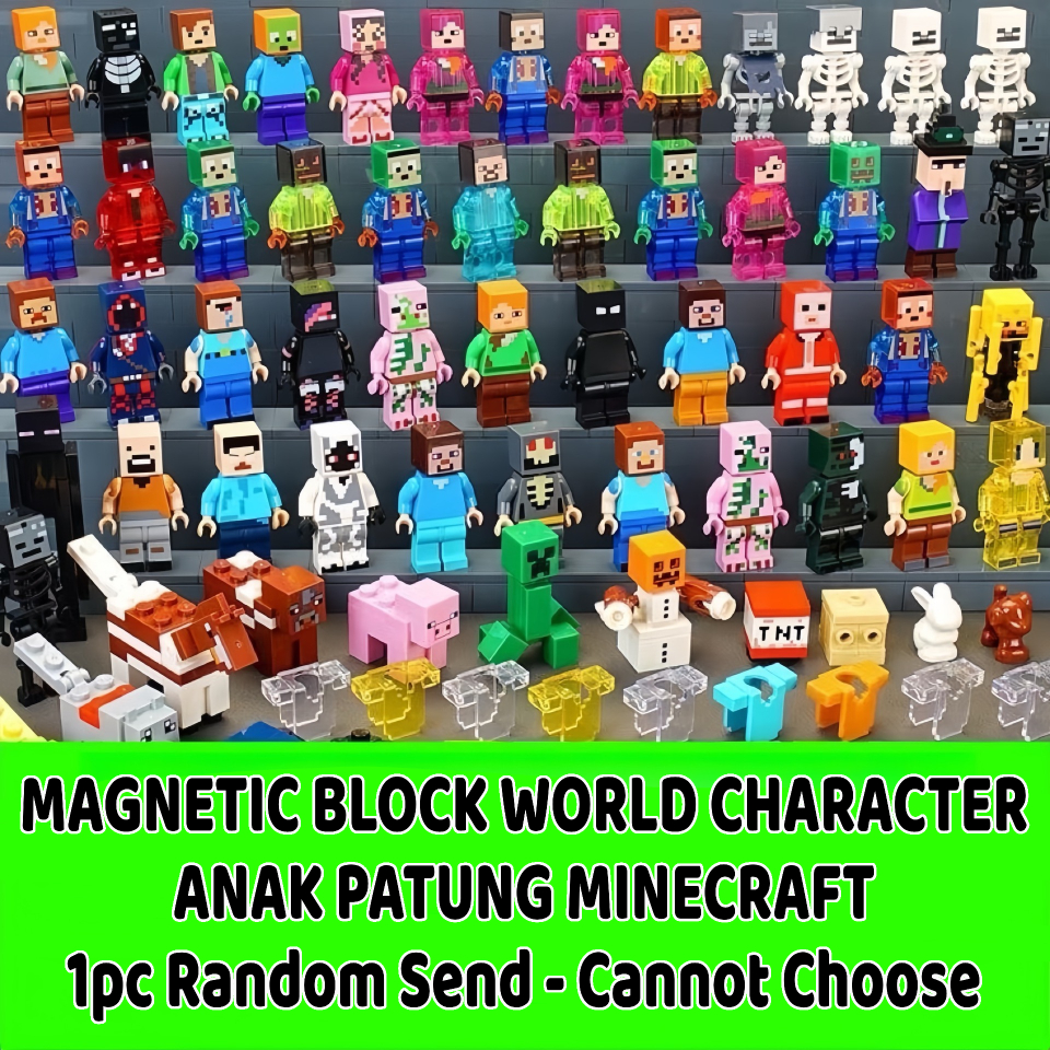 Minecraft Characters Building Blocks Magnetic Block Magnet World Dolls ...