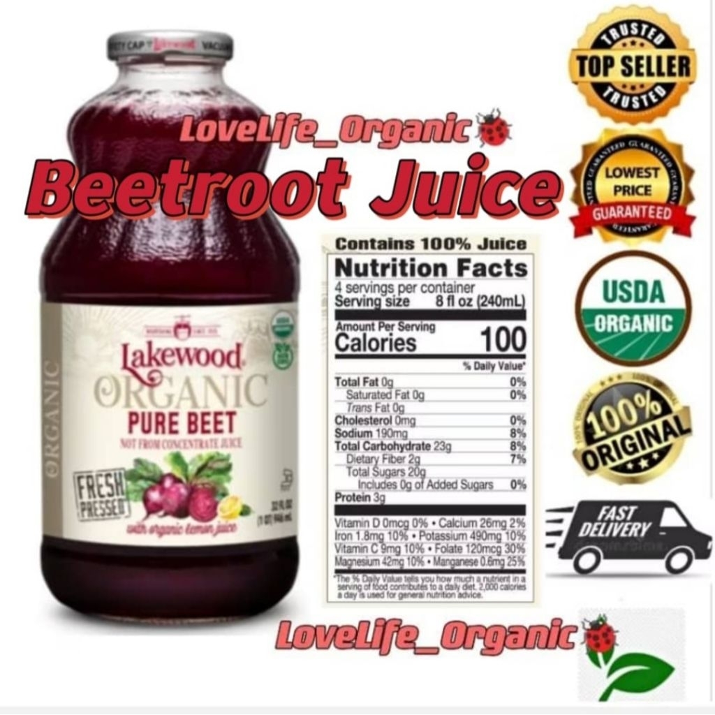 LAKEWOOD Organic Pure Beet Juice 946ML Exp:2/2027 有机甜菜根果汁