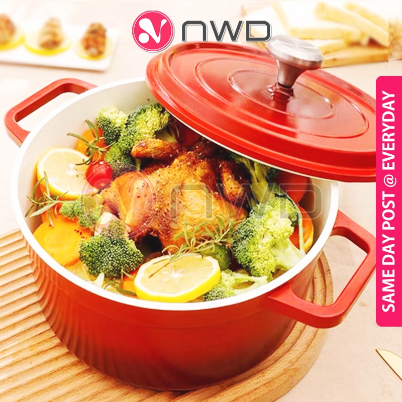 𝗗𝗘𝗘𝗣 𝗕𝗢𝗪𝗟 》20/24cm Non-Stick Ceramic Enamel Soup Pot Stockpot Cookware ...