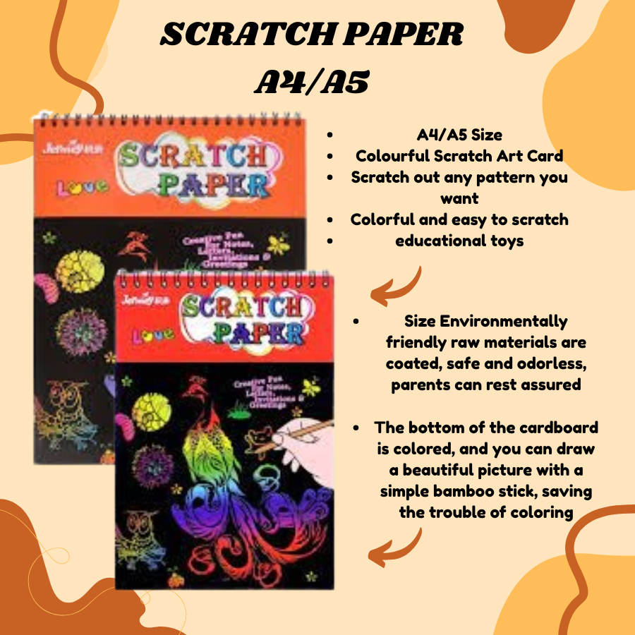 Colorful Scratch Drawing Book A4,A5 / Rainbow Colorful Odorless Magic ...