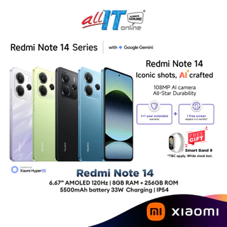 Xiaomi Redmi Note 14 8GB+256GB | 108MP AI camera | 5500mAh battery | 120Hz AMOLED | IP54 Smartphone