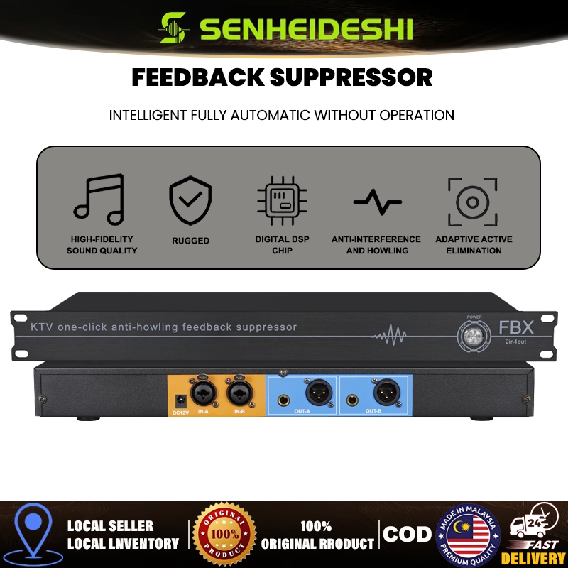 Professional Feedback Suppressor - 6 Input/Output Anti-Howling Processor For Stages & KTV