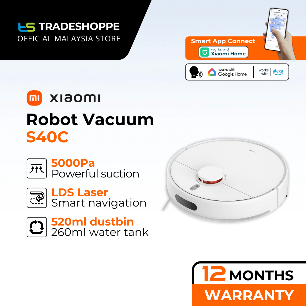 Robot Aspirateur Laveur Xiaomi S40C - 5000Pa, Navigation LDS, Contrôle Par Appli