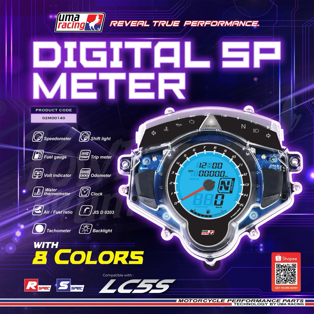 UMA RACING DIGITAL METER 8COLOUR LC135 4S 5S V2 V3 V4 V5 V6 V7 | Shopee ...