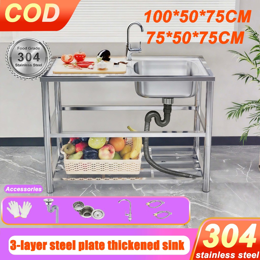 304 stainless steel kitchen sink Set Sink Dapur Baja Tahan Karat High ...