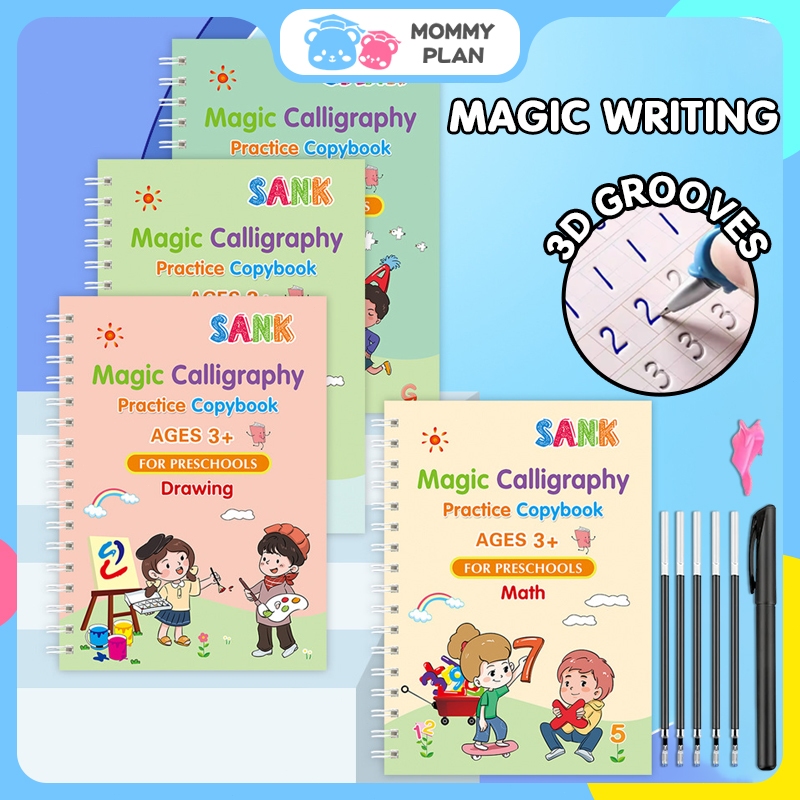 4Pcs Groove Calligraphy Exercise Book Magic Writing Calligraphy ...