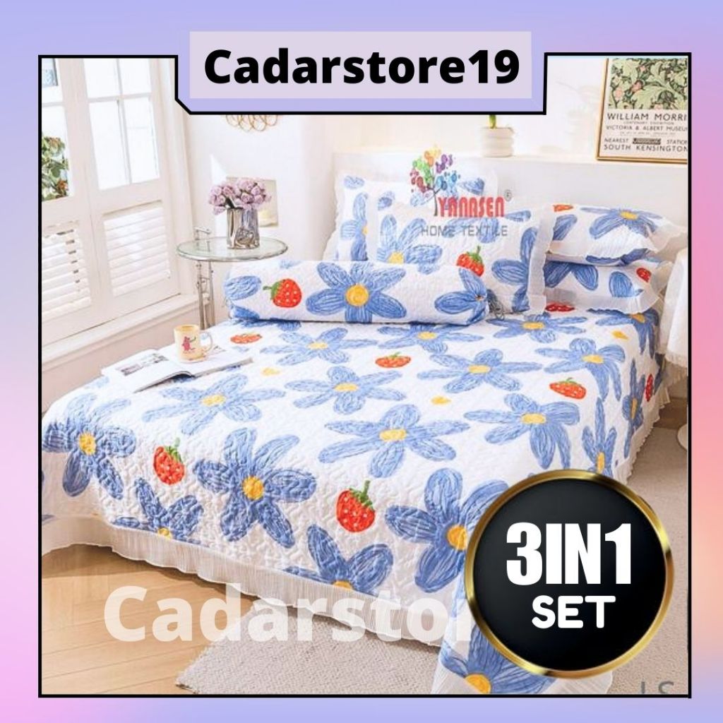 [HOT SELLING]CADAR ROPOL PATCHWORK 3IN1 QUEEN SIZE 1200TC BEDCOVER ...