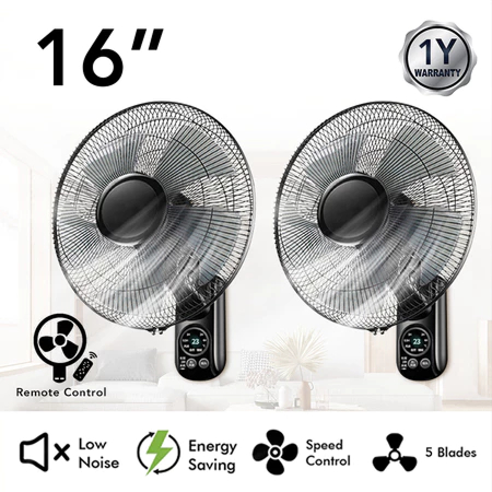 Product image 【LePinBang】Kipas Dinding 16" Wall Fan | Remote / Manual | Kuat & Senyap 静音强风节能壁挂风扇 2 Set Smart Control