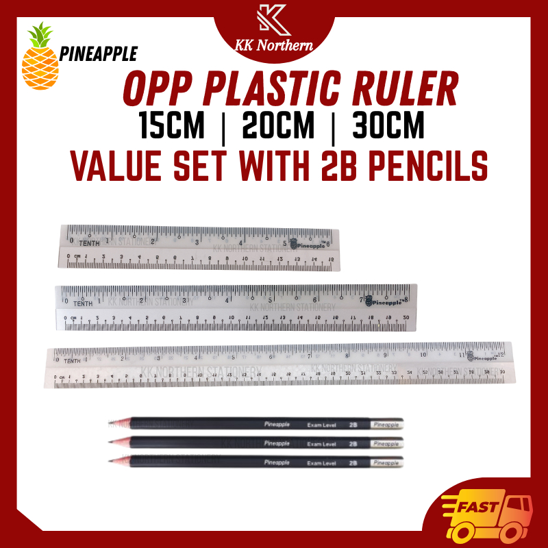 PINEAPPLE Pembaris Sekolah OPP Plastic Student Ruler Plastic Straight ...