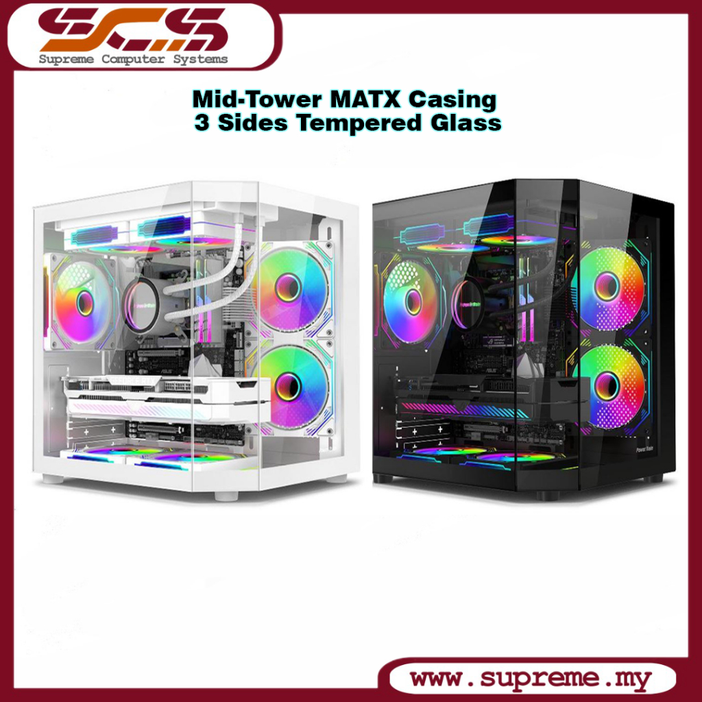 Mid Tower MATX/ITX Micro ATX 3 side Tempered Glass Aluminium Case ...