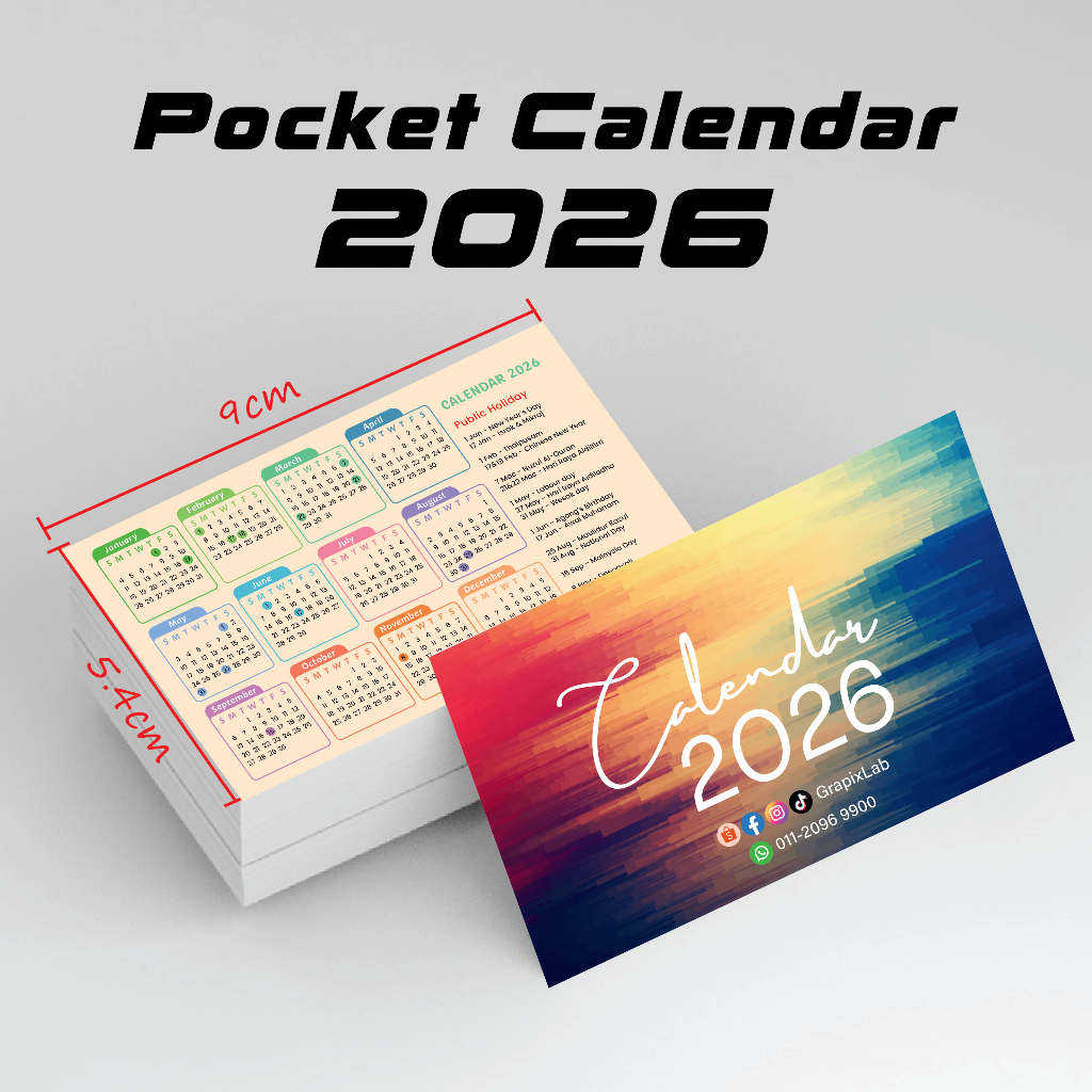 Calendar 2026 / customize calendar / pocket calendar / mini