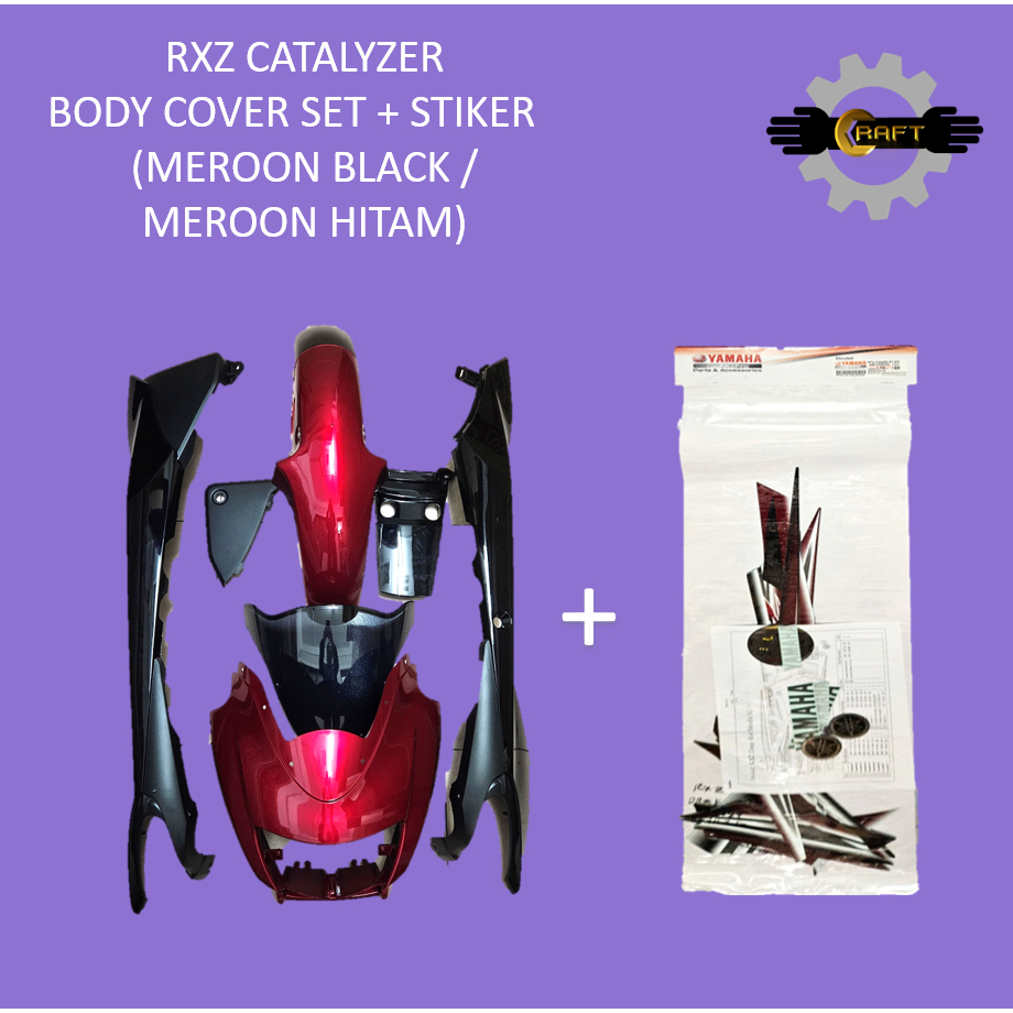 YAMAHA RXZ CATALYZER ORI COVER SET HLY DRMK DEEP RED (MEROON) METALLIC ...