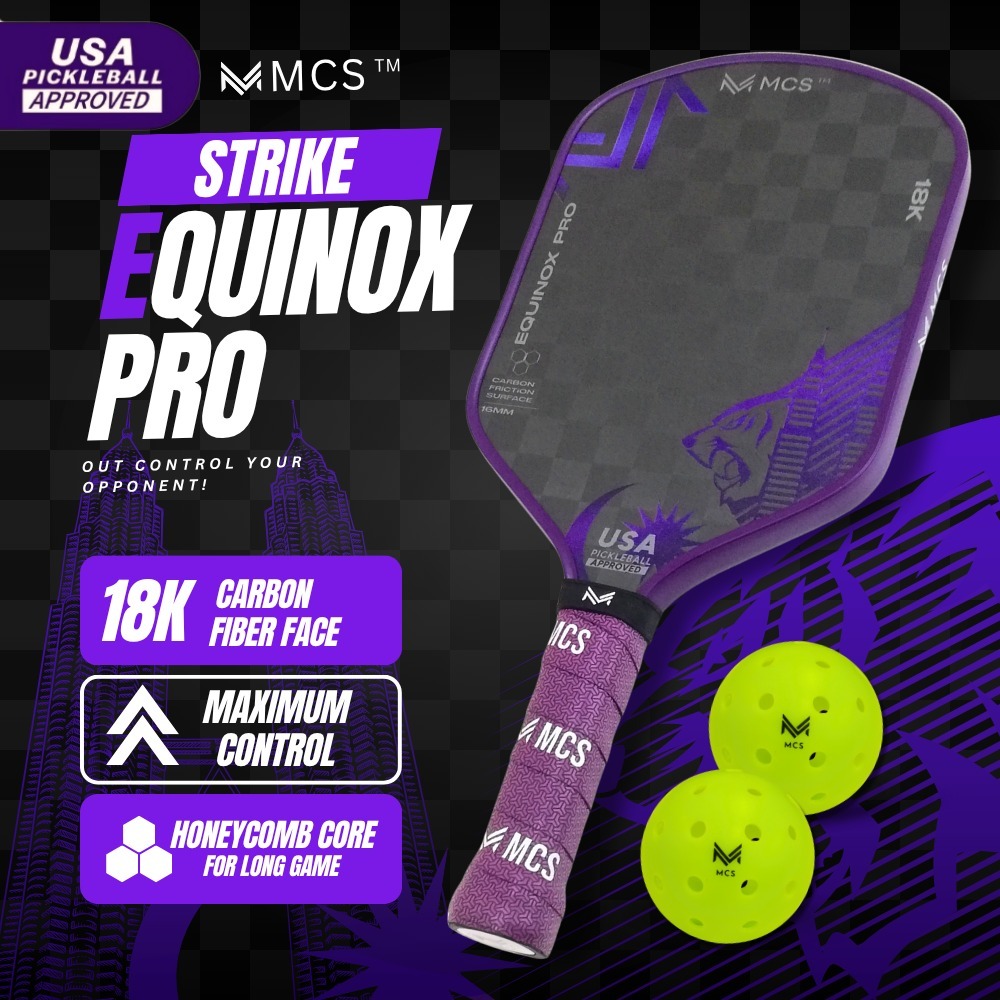 MCS Pickleball EQUINOX PRO Pickleball Paddle | 18K Carbon Fiber Racket ...