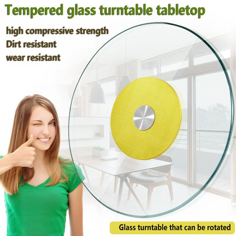 Family Dining Table Tempered Glass Turntable Hotel Large Round Table ...