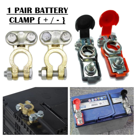 Car Battery Head Terminal Copper Clamp 1pair Terminal Kepala Bateri ...