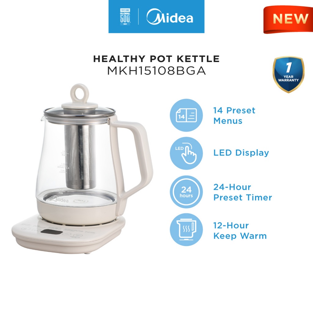 Midea MKH15108BGA 1.5L Healthy Pot Kettle With 14 Preset Programs ...