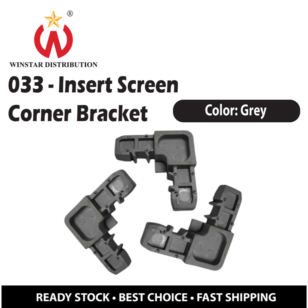 PVC Bracket: 033 Insert Screen Corner Bracket (Black/ Grey) | Shopee ...